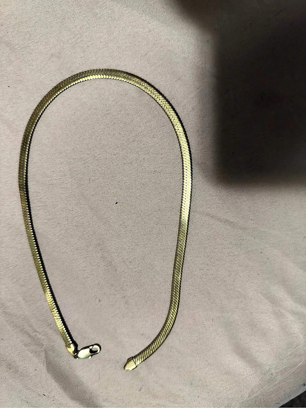 Gold-Plated Herringbone Chain Necklace: